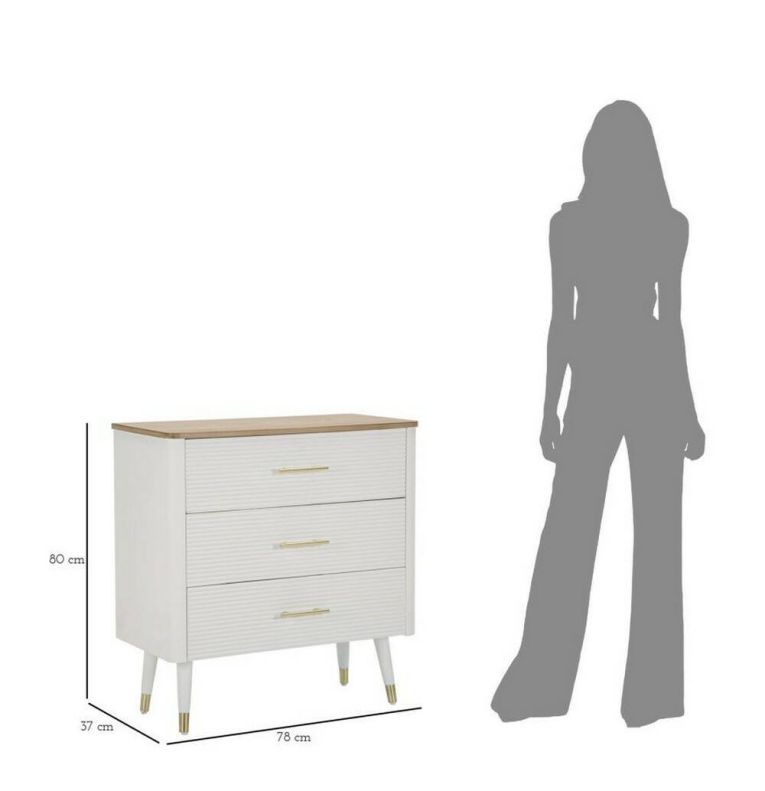 Cassettiera con maniglie bianca e marrone 78x80h cm - Phaidone