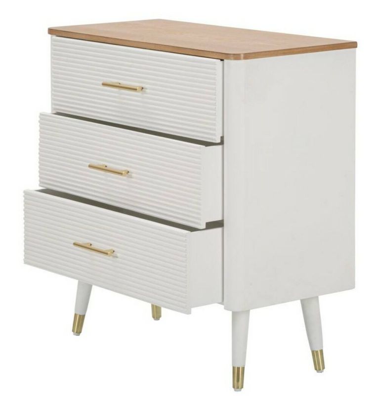 Cassettiera con maniglie bianca e marrone 78x80h cm - Phaidone