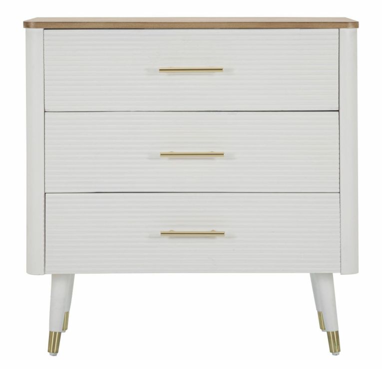 Cassettiera con maniglie bianca e marrone 78x80h cm - Phaidone