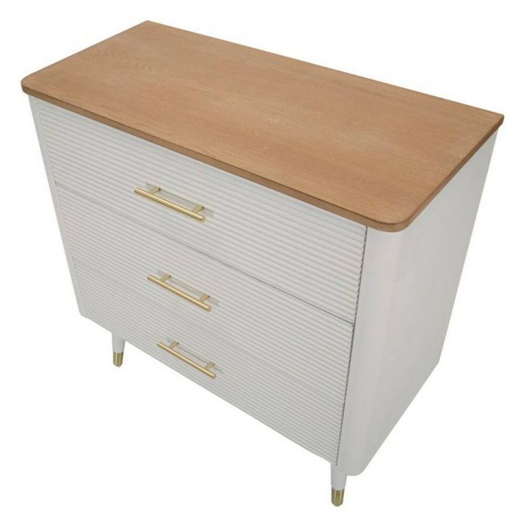 Cassettiera con maniglie bianca e marrone 78x80h cm - Phaidone