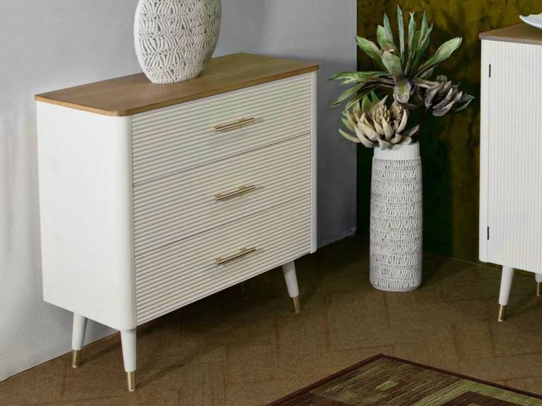 Cassettiera con maniglie bianca e marrone 78x80h cm - Phaidone