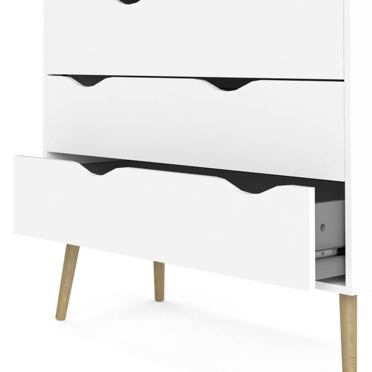 Cassettiera con maniglie bianca e quercia 98x100h cm - Aurelio