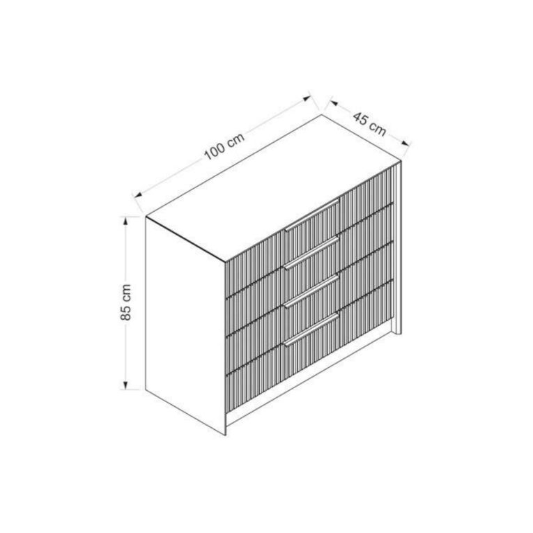 Cassettiera con maniglie cemento 100x85h cm - Nepartak
