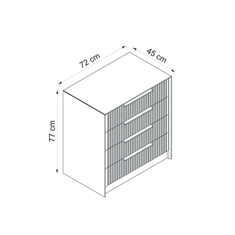 Cassettiera con maniglie cemento 72x77h cm - Fanoos