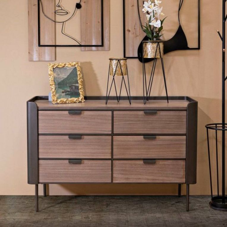 Cassettiera con maniglie grigia e marrone 120x79h cm - Kasten
