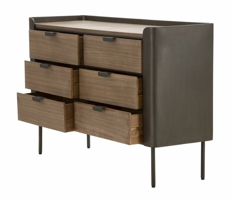 Cassettiera con maniglie grigia e marrone 120x79h cm - Kasten