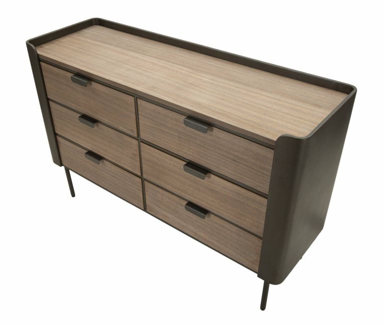 Cassettiera con maniglie grigia e marrone 120x79h cm - Kasten