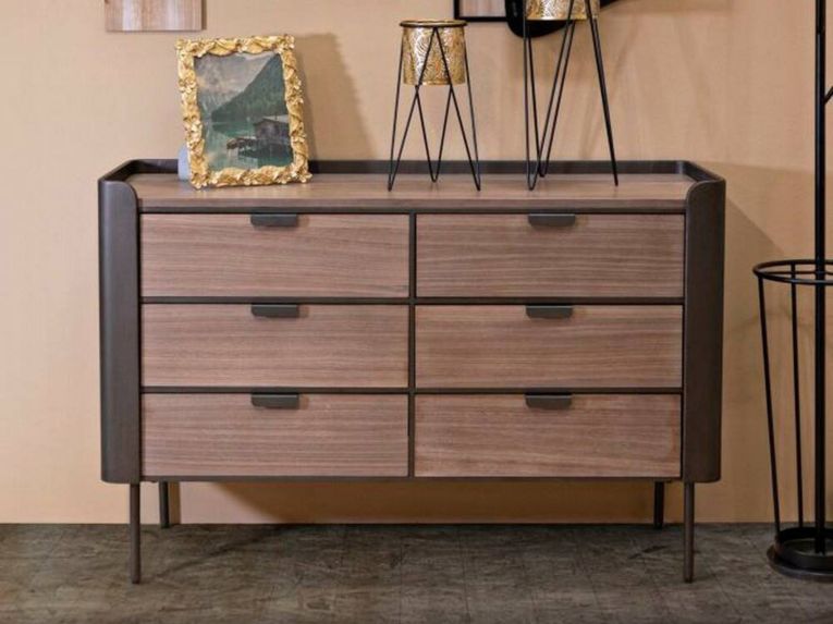 Cassettiera con maniglie grigia e marrone 120x79h cm - Kasten