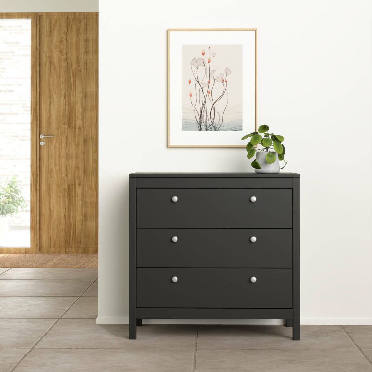 Cassettiera con maniglie nera 82x79h cm - Sagar