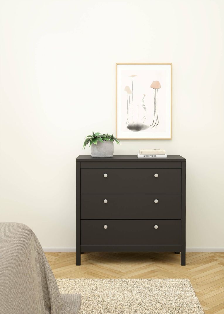 Cassettiera con maniglie nera 82x79h cm - Sagar