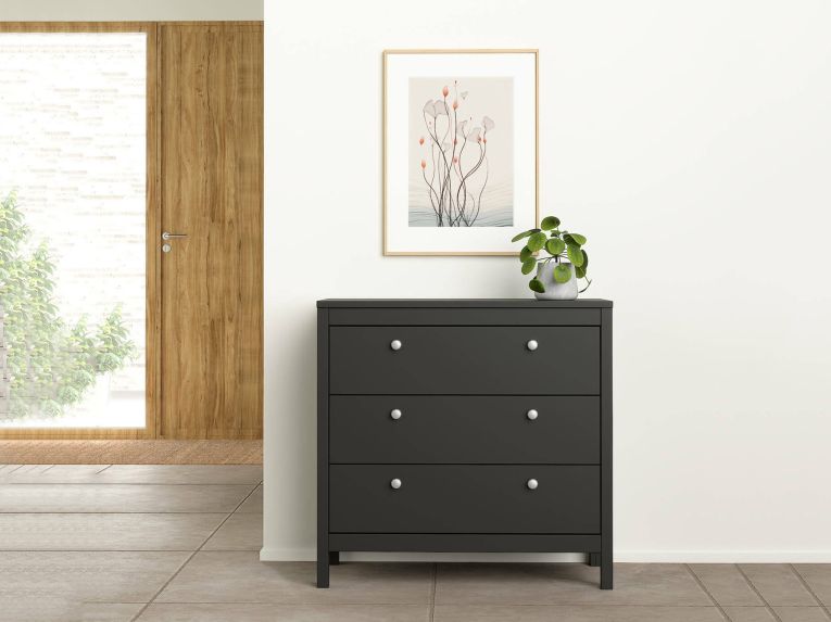 Cassettiera con maniglie nera 82x79h cm - Sagar