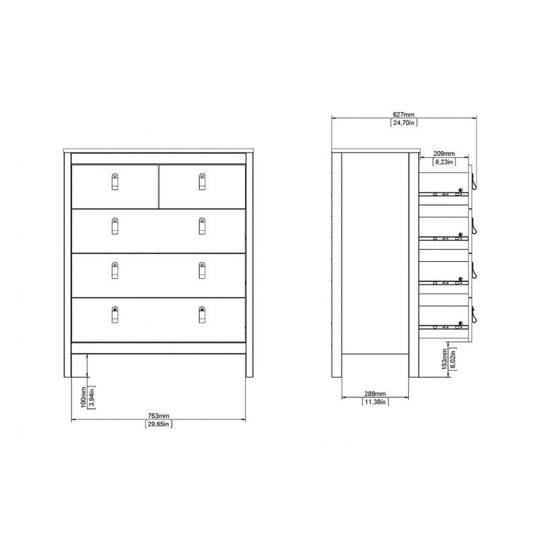 Cassettiera con maniglie nera 82x98h cm - Nicholas