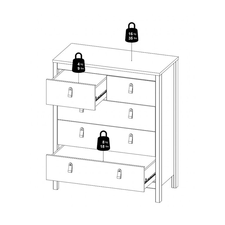 Cassettiera con maniglie nera 82x98h cm - Nicholas