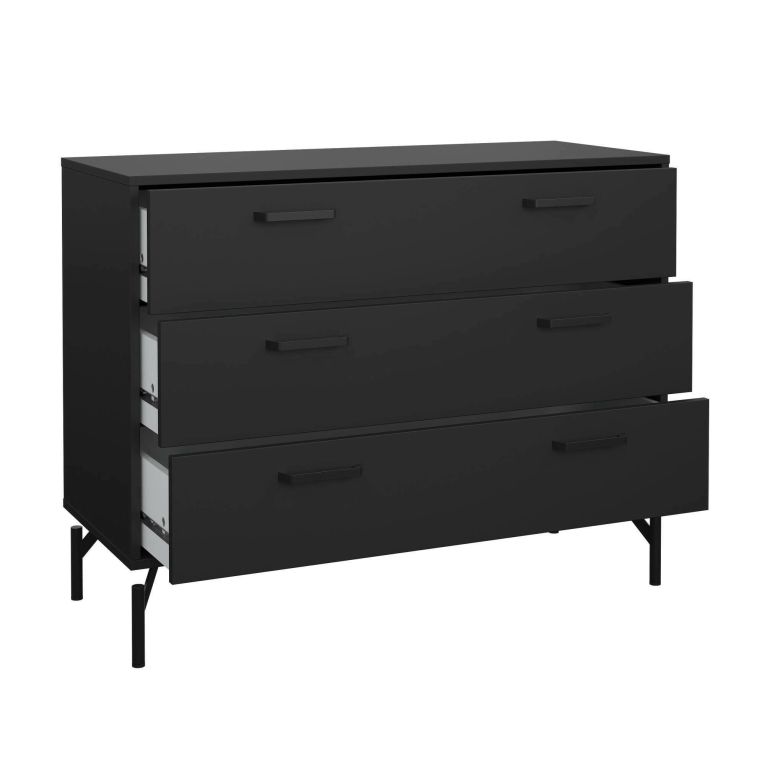 Cassettiera con maniglie nera 98x76h cm - Theodule