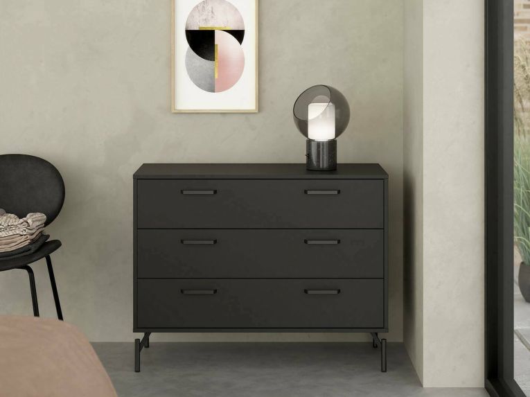 Cassettiera con maniglie nera 98x76h cm - Theodule