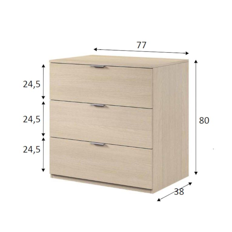 Cassettiera con maniglie rovere 77x80h cm - Rea