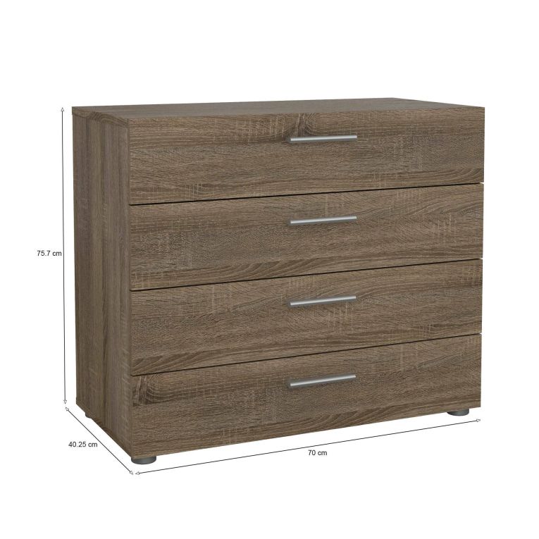 Cassettiera con maniglie rovere 80x68h cm - Arwen