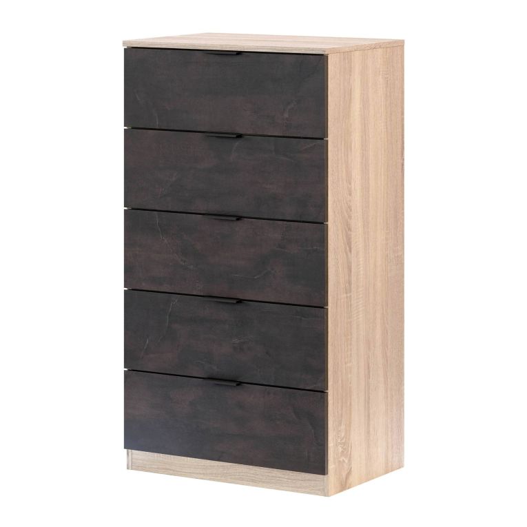Cassettiera con maniglie rovere e antracite 60x110h cm - Armenia