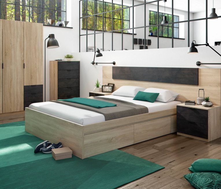 Cassettiera con maniglie rovere e antracite 60x110h cm - Armenia