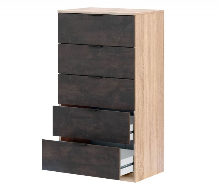 Cassettiera con maniglie rovere e antracite 60x110h cm - Armenia