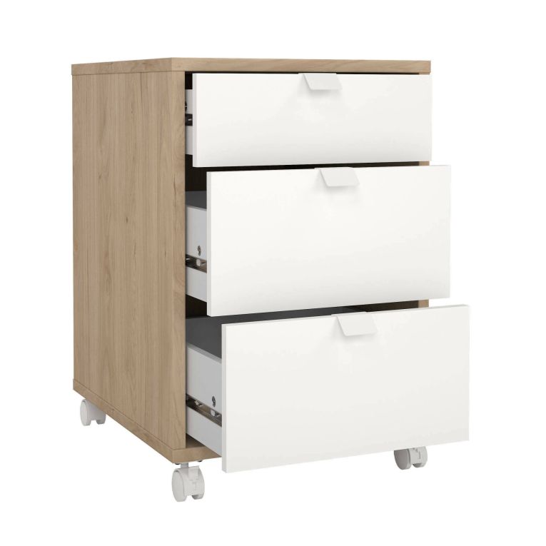 Cassettiera con maniglie rovere e bianca 48x60h cm - Agazzino