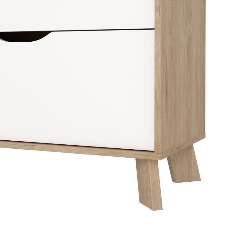 Cassettiera con maniglie rovere e bianca 78x92h cm - Alamid