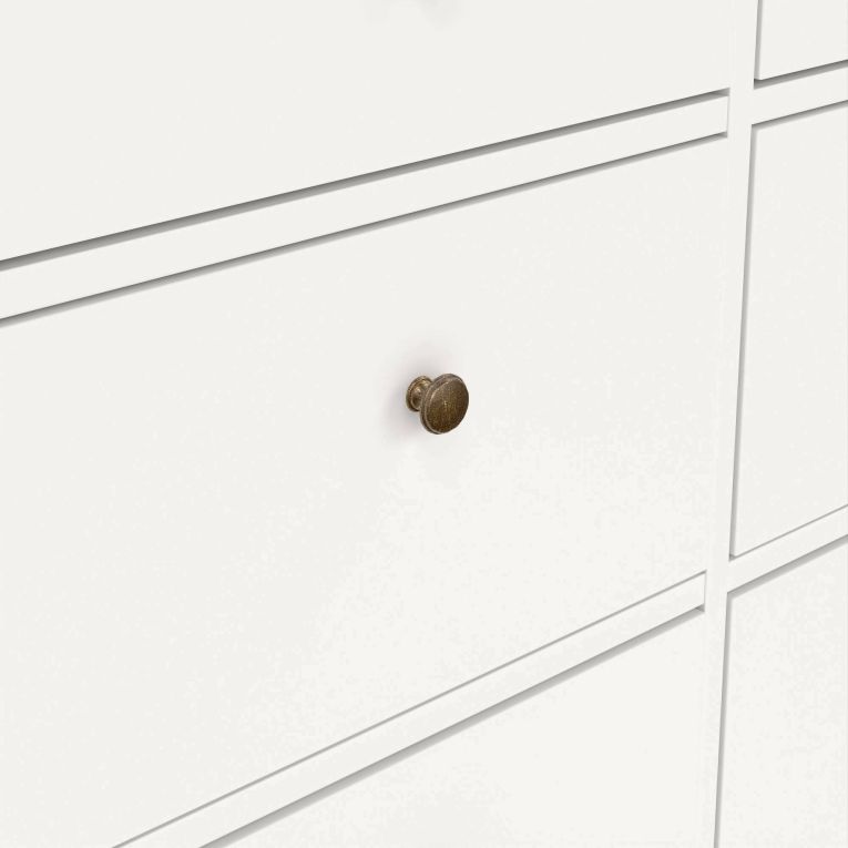 Cassettiera Coraline, Settimino multiuso, Comò camera da letto, Mobile con cassetti, 183x49 h87 cm, Bianco