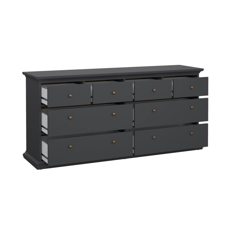 Cassettiera Coraline, Settimino multiuso, Comò camera da letto, Mobile con cassetti, 183x49 h87 cm, Grigio