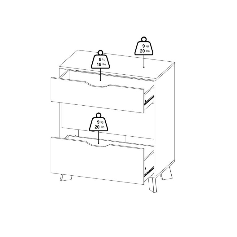 Cassettiera Deirdre, Settimino multiuso, Comò camera da letto, Mobile con cassetti, 40x79 h92 cm, Rovere e Bianco