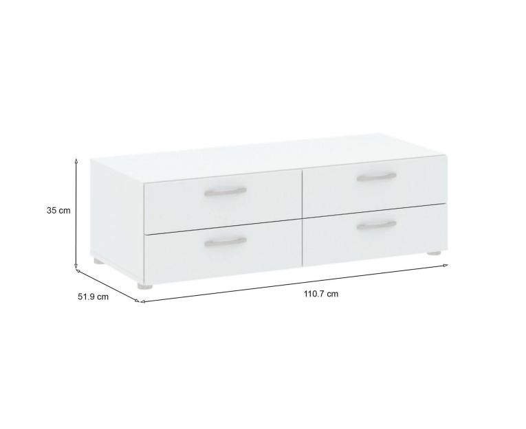 Cassettiera economica bianca 110x35h cm - Gignod