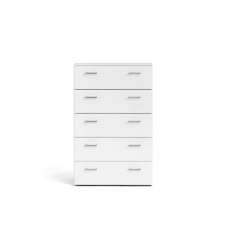 Cassettiera Elise, Settimino multiuso, Comò camera da letto, Mobile con cassetti, 74x36 h114 cm, Bianco