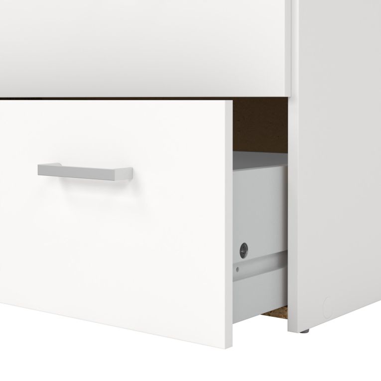 Cassettiera Elise, Settimino multiuso, Comò camera da letto, Mobile con cassetti, 74x36 h114 cm, Bianco
