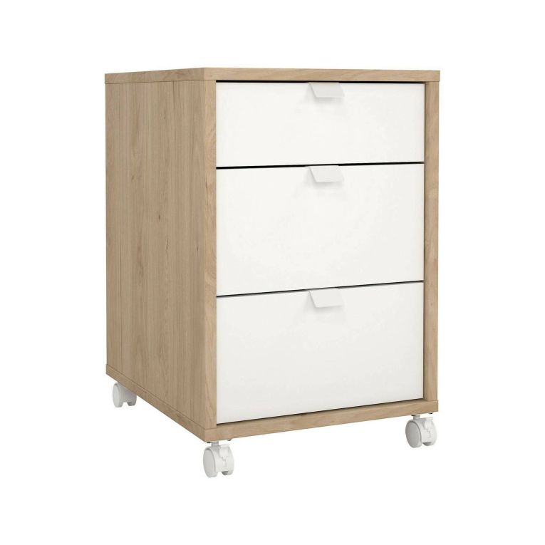 Cassettiera Gabrielle, Settimino multiuso, Comò camera da letto, Mobile con cassetti, 48x41 h61 cm, Rovere e Bianco