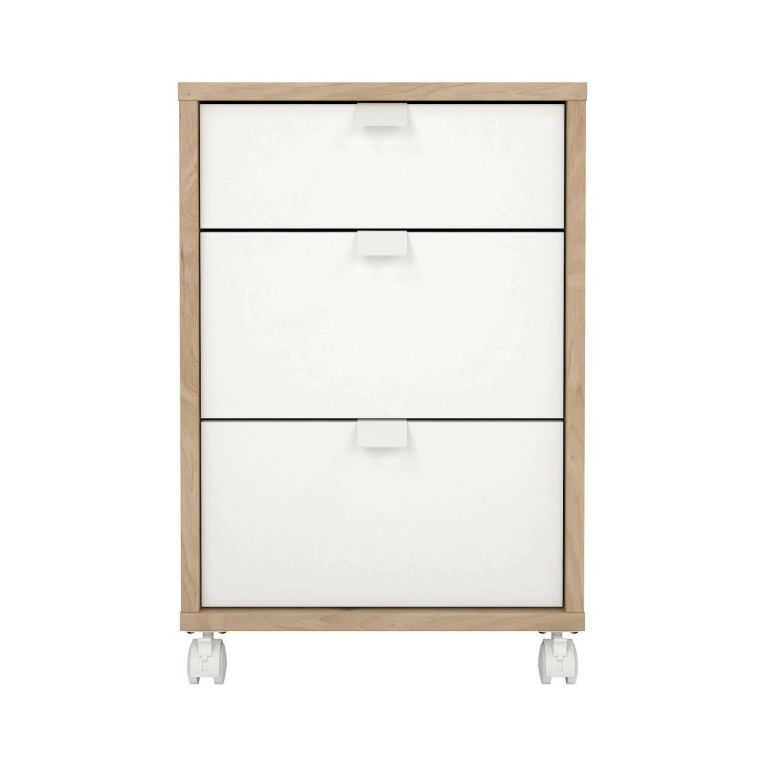 Cassettiera Gabrielle, Settimino multiuso, Comò camera da letto, Mobile con cassetti, 48x41 h61 cm, Rovere e Bianco
