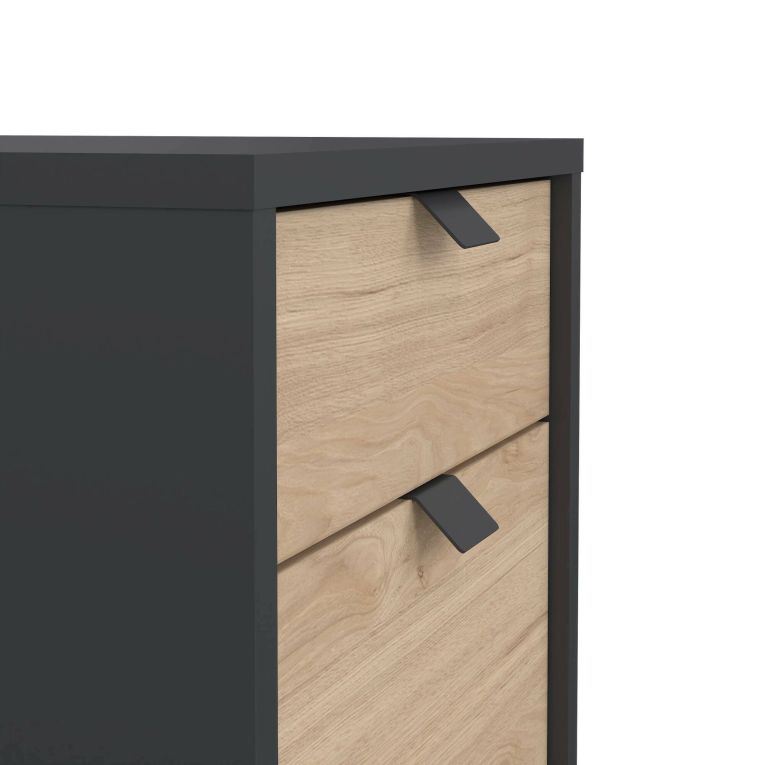 Cassettiera Gabrielle, Settimino multiuso, Comò camera da letto, Mobile con cassetti, 48x41 h61 cm, Rovere e Grigio