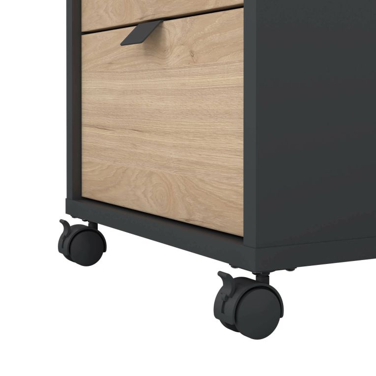 Cassettiera Gabrielle, Settimino multiuso, Comò camera da letto, Mobile con cassetti, 48x41 h61 cm, Rovere e Grigio