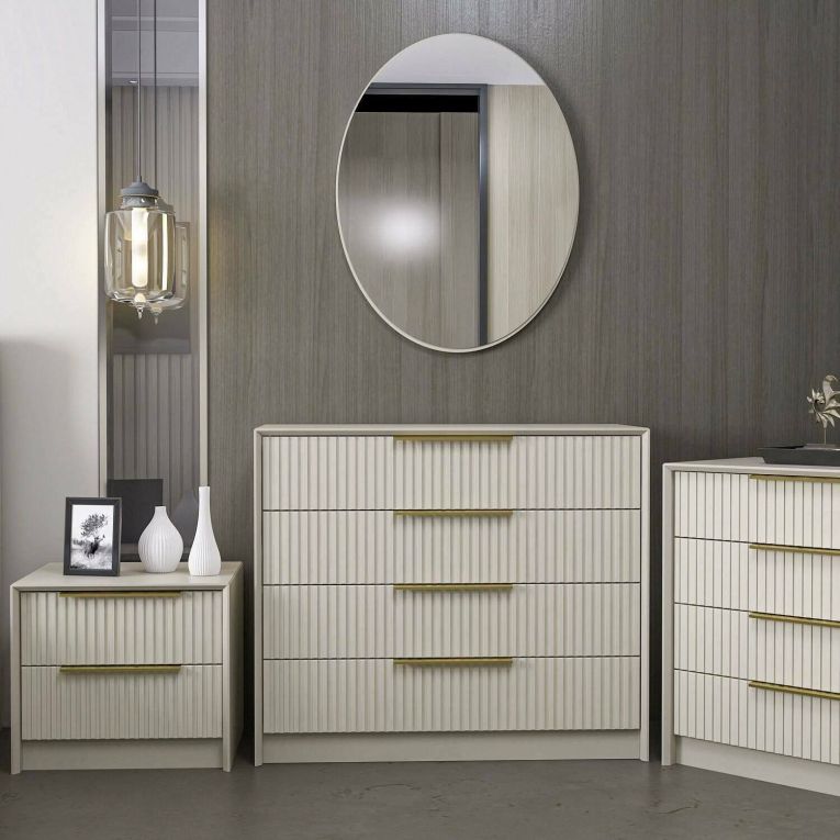 Cassettiera Gaspra, Settimino multiuso, Comò camera da letto, Mobile con cassetti, 100x45 h85 cm, Cemento