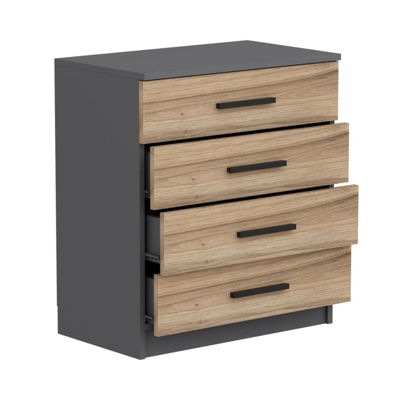 Cassettiera Gaspra, Settimino multiuso, Comò camera da letto, Mobile con cassetti, 70x79 h42 cm, Noce