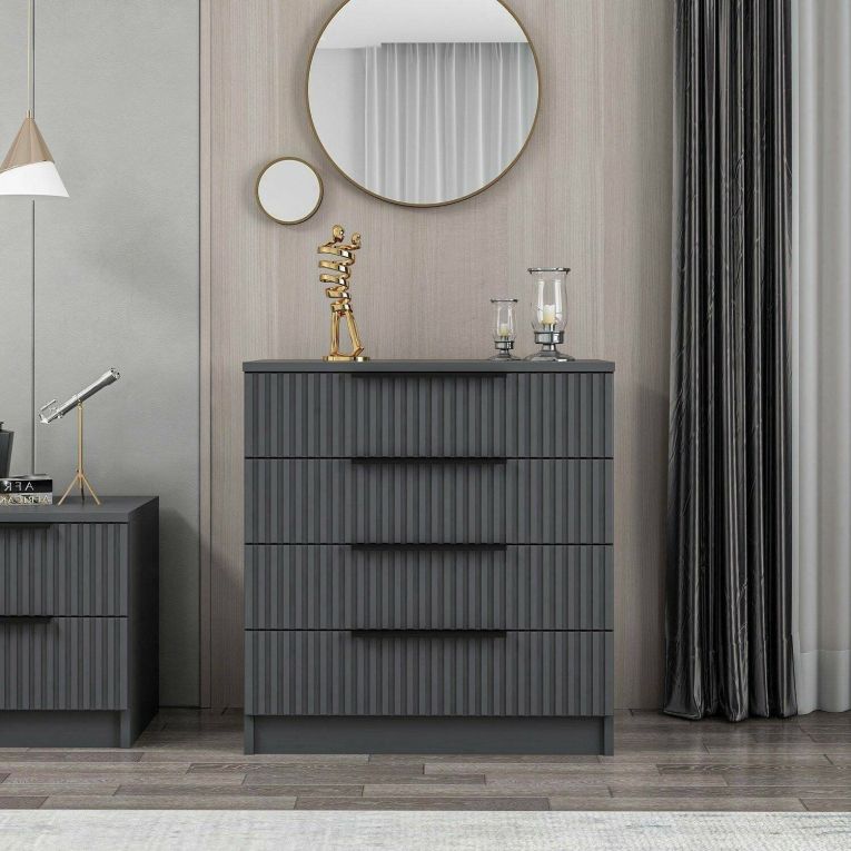 Cassettiera Gaspra, Settimino multiuso, Comò camera da letto, Mobile con cassetti, 72x42 h77 cm, Antracite