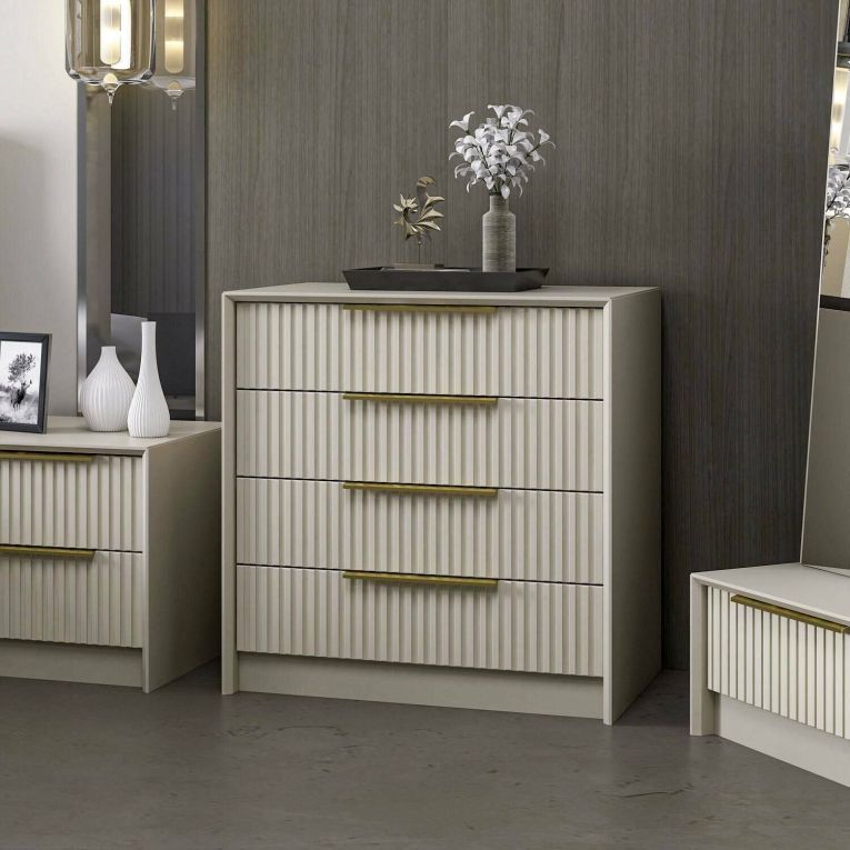 Cassettiera Gaspra, Settimino multiuso, Comò camera da letto, Mobile con cassetti, 72x45 h77 cm, Cemento