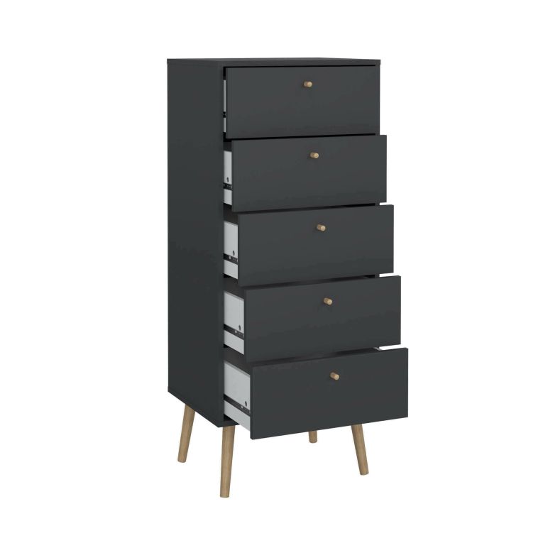 Cassettiera Genevieve, Settimino multiuso, Comò camera da letto, Mobile con cassetti, 39x50 h120 cm, Grigio