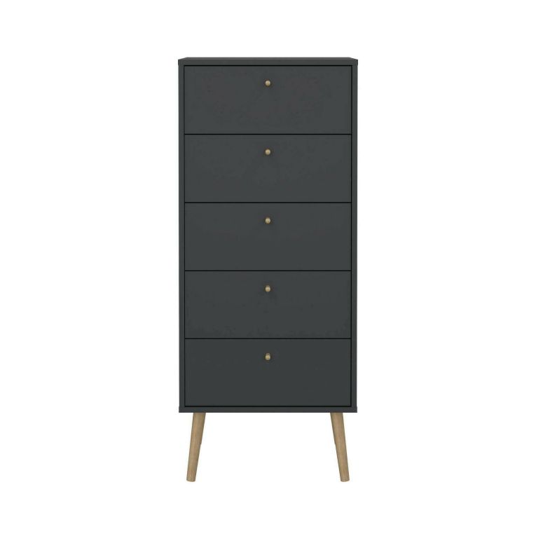 Cassettiera Genevieve, Settimino multiuso, Comò camera da letto, Mobile con cassetti, 39x50 h120 cm, Grigio