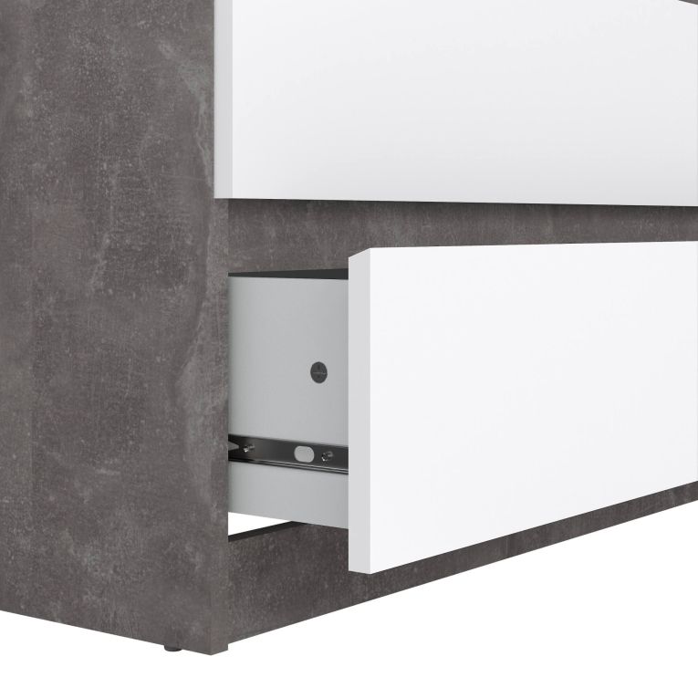 Cassettiera Georgette, Settimino multiuso, Comò camera da letto, Mobile con cassetti, 50x77 h111 cm, Cemento e Bianco