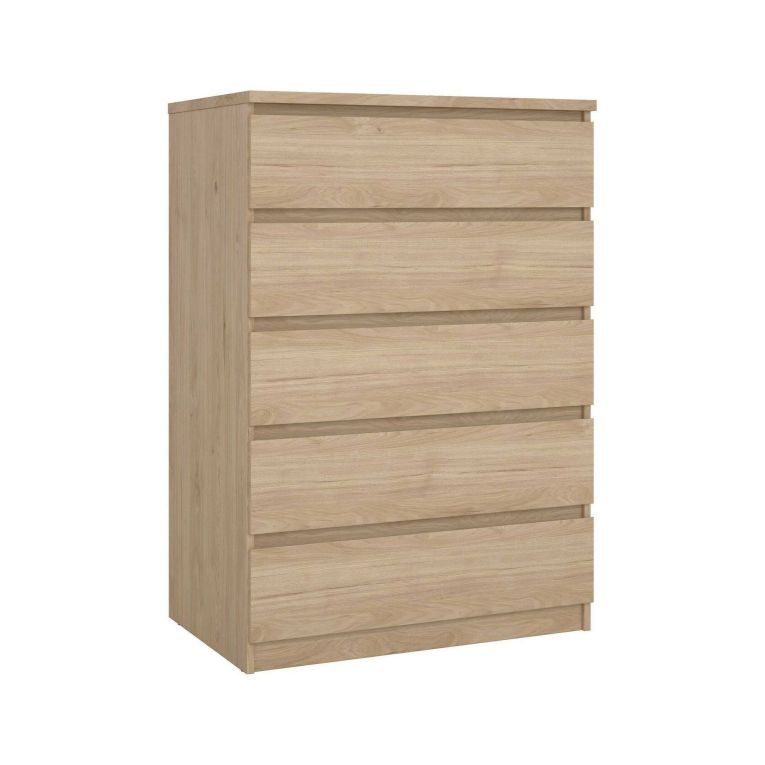 Cassettiera Georgette, Settimino multiuso, Comò camera da letto, Mobile con cassetti, 50x77 h111 cm, Rovere
