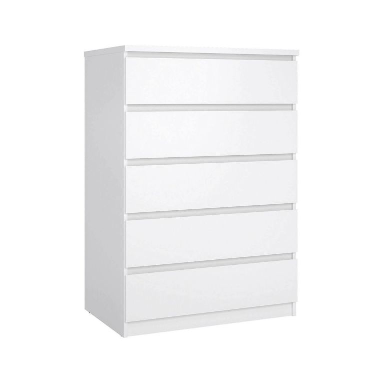 Cassettiera Georgette, Settimino multiuso, Comò camera da letto, Mobile con cassetti, 77x50 h111 cm, Bianco