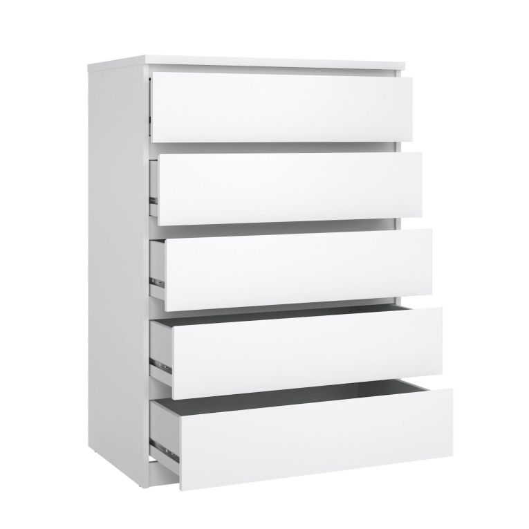 Cassettiera Georgette, Settimino multiuso, Comò camera da letto, Mobile con cassetti, 77x50 h111 cm, Bianco