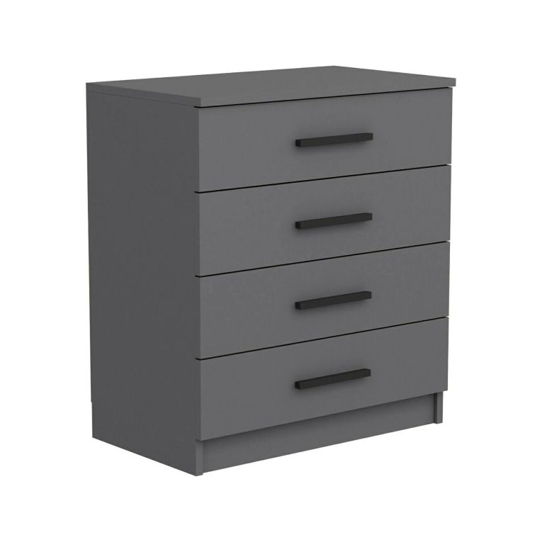 Cassettiera Grigio Cenere 4 Cassetti Apertura Scorrevole 70x79x42h cm, Chiusura Scorrevole - Kalmaegi