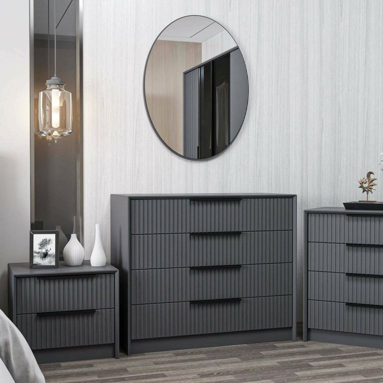Cassettiera Haedus, Settimino multiuso, Comò camera da letto, Mobile con cassetti, 100x85 h45 cm, Antracite