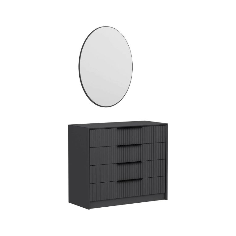 Cassettiera Haedus, Settimino multiuso, Comò camera da letto, Mobile con cassetti, 100x85 h45 cm, Antracite