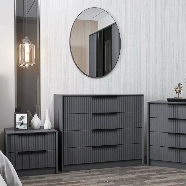 Cassettiera in legno antracite 100x45h cm - Jebi